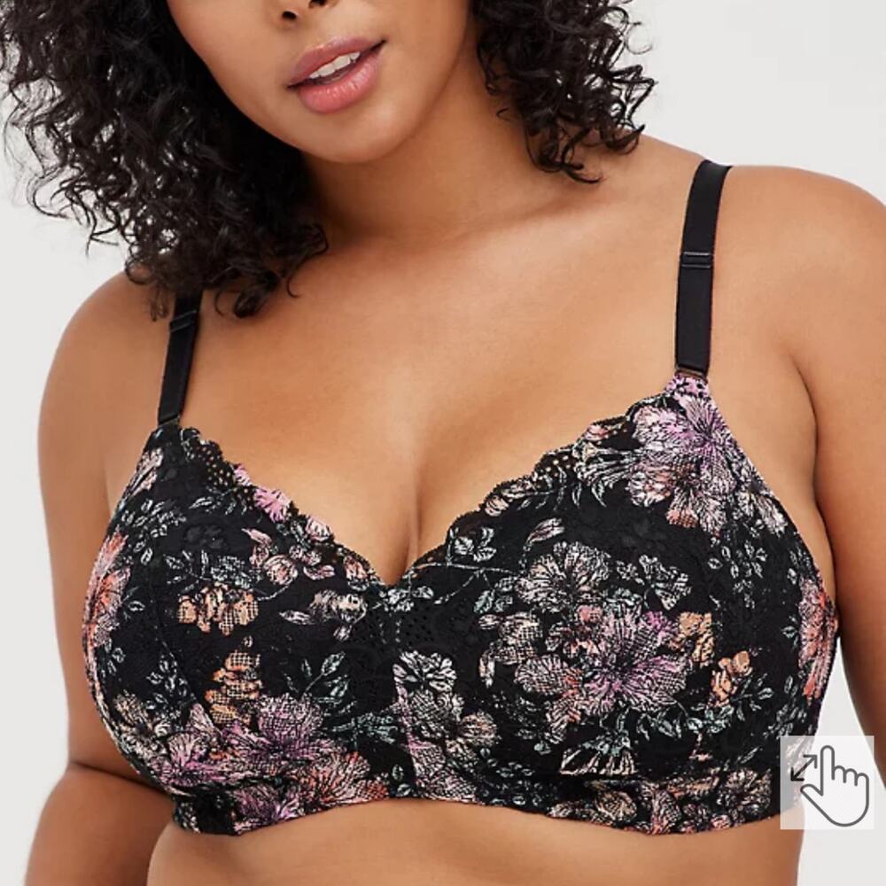 Torrid NWT Lightly Lined Everyday Wire-Free Bra Floral 360° Back Smoothing 42D